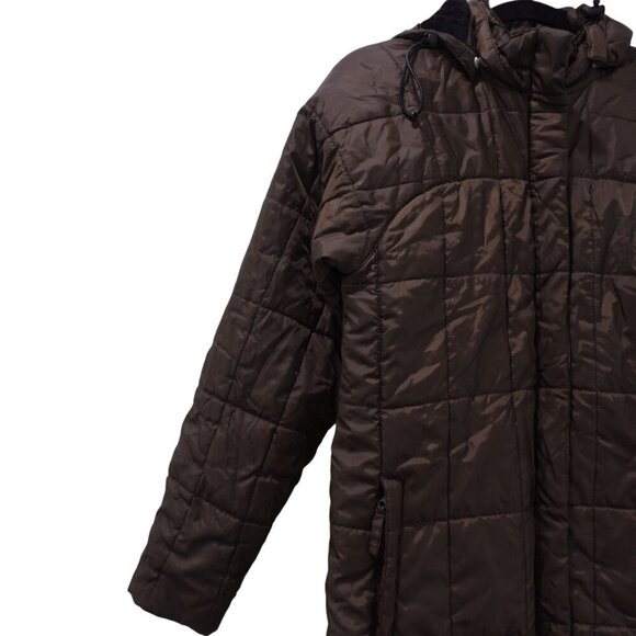 L.L. Bean Puffer Jacket Sz S Chocolate Brown Hooded Zip Up Lightweight - Picture 2 of 13
